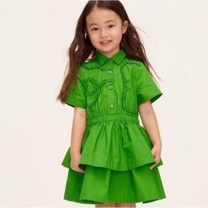 kate spade Bright Green Ruffled Short Sleeve Dress for Girls